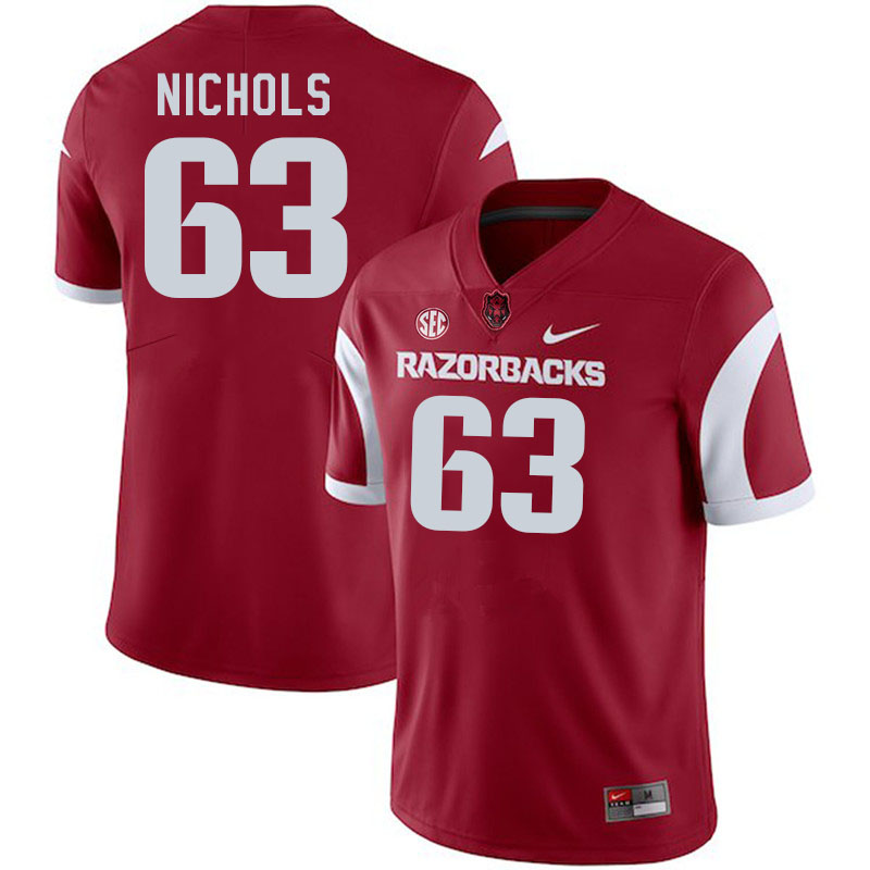 Men #63 Addison Nichols Arkansas Razorbacks College Football Jerseys Stitched-Cardinal